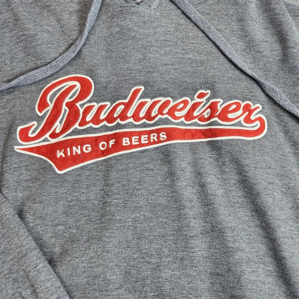 Budweiser Attitude Hoodie Mens Large Gray Pullover King Of Beers Sweatshirt - Picture 2 of 9